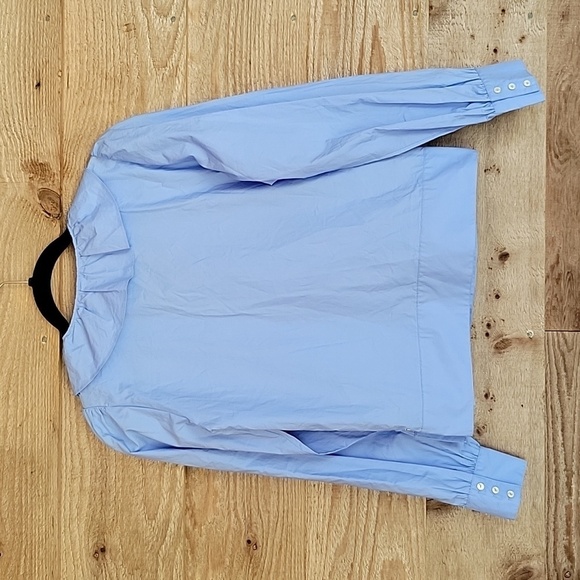 SCOTCH & SODA Size 14 Blue Organic Cotton Ruffle Wrap Top - Picture 6 of 7